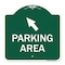 Signmission Parking Area W/ Upper Left Arrow, Green & White Aluminum Sign, 18" x 18", GW-1818-23464 A-DES-GW-1818-23464 - alternate 1